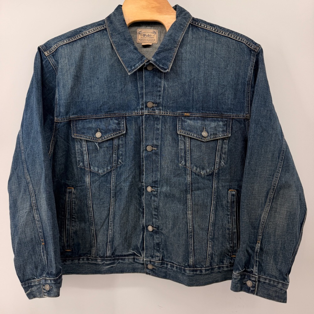Polo Ralph‎ Lauren Denim Jacket Mens 4XB Blue Trucker Cotton Classic Wash